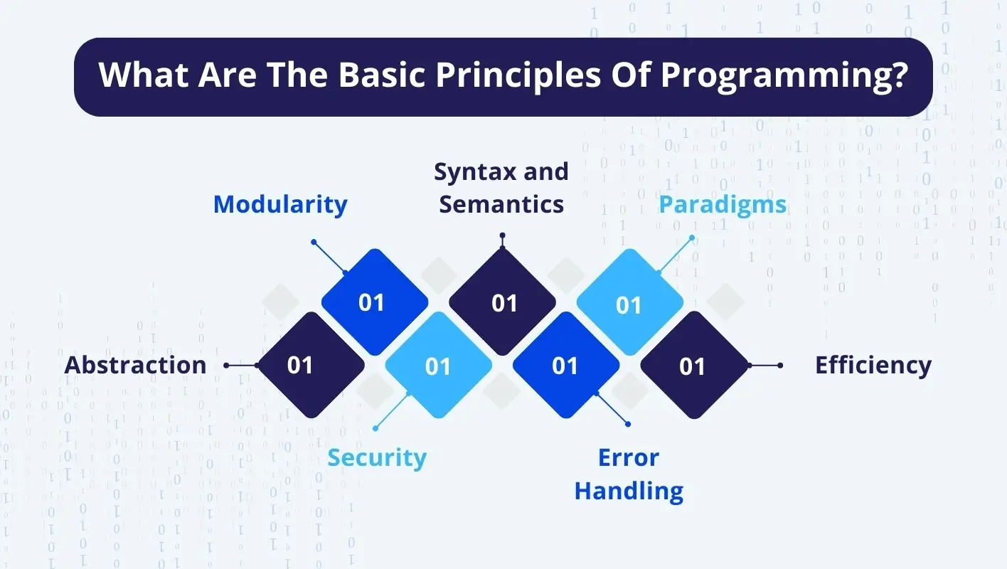 Infographic highlighting 7 basic principles of programming